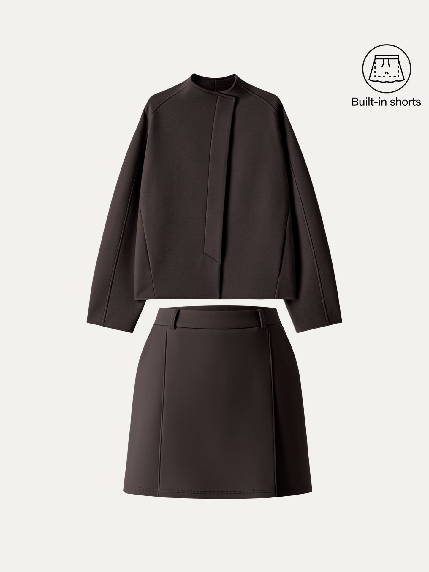 Jero ™ | 2Pcs Set  Cropped Jacket & A-Line Pull on Skorts with Pockets