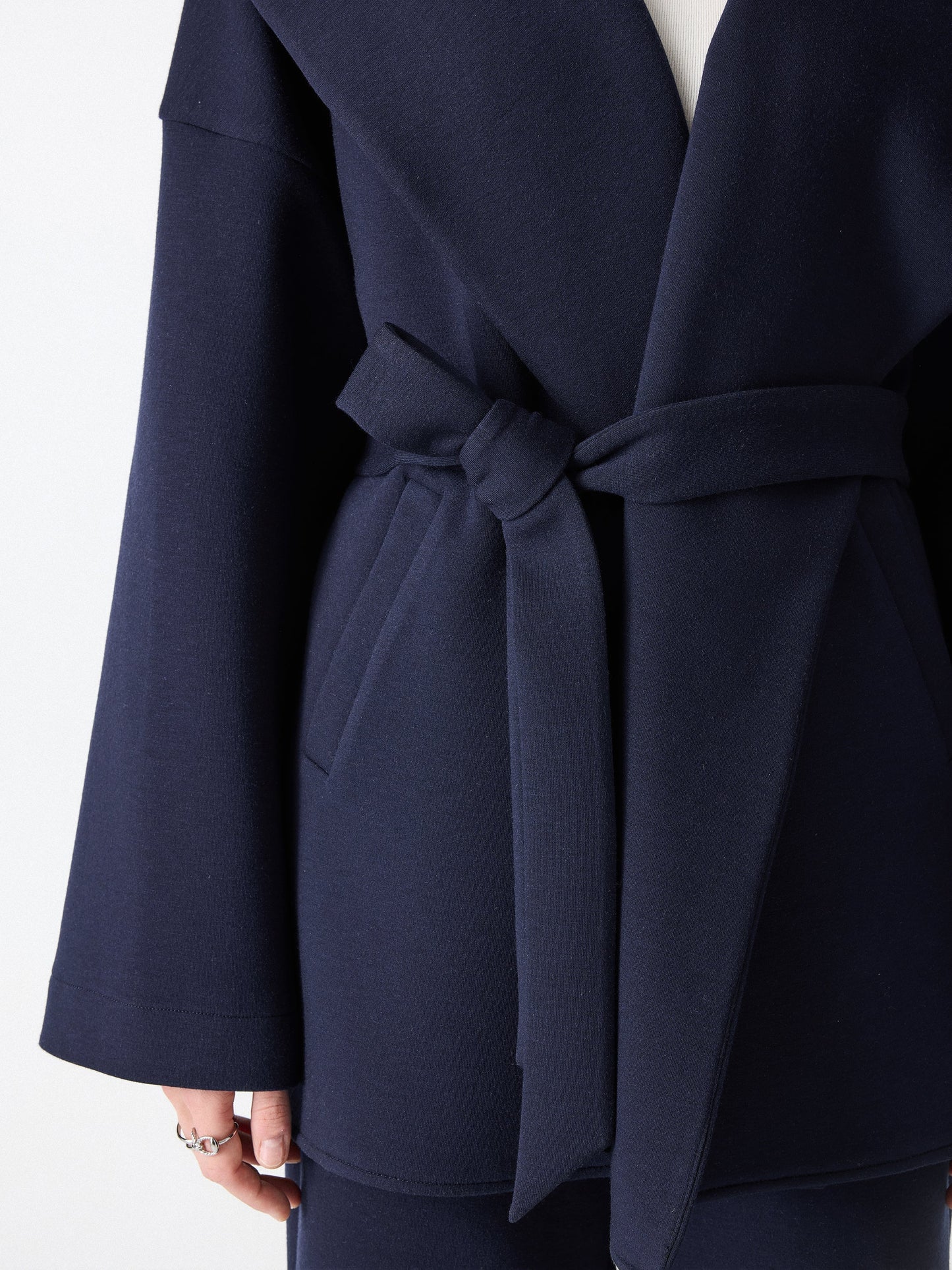 Jero ™ | 2Pcs Set Belted Shawl Collar Robe Jacket & Mid Rise Straight Pants with Pockets