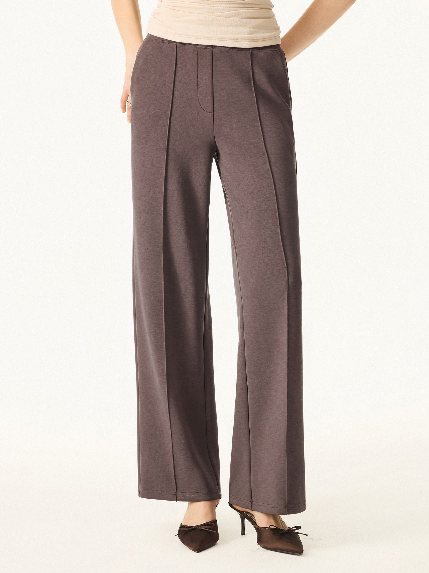 Jero ™  | 2Pcs Set Mockneck Pullover Shirt & Mid Rise Straight Leg Pants with Pockets