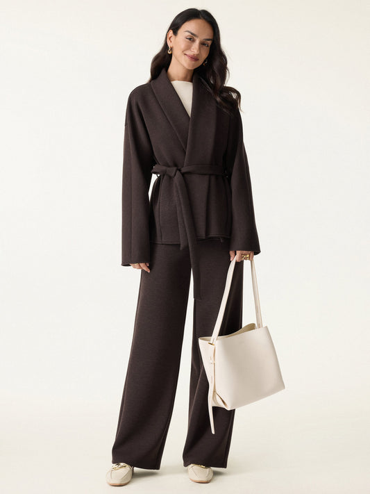 Jero ™ | 2Pcs Set Shawl Belted Outerwear & Pull-on Pants