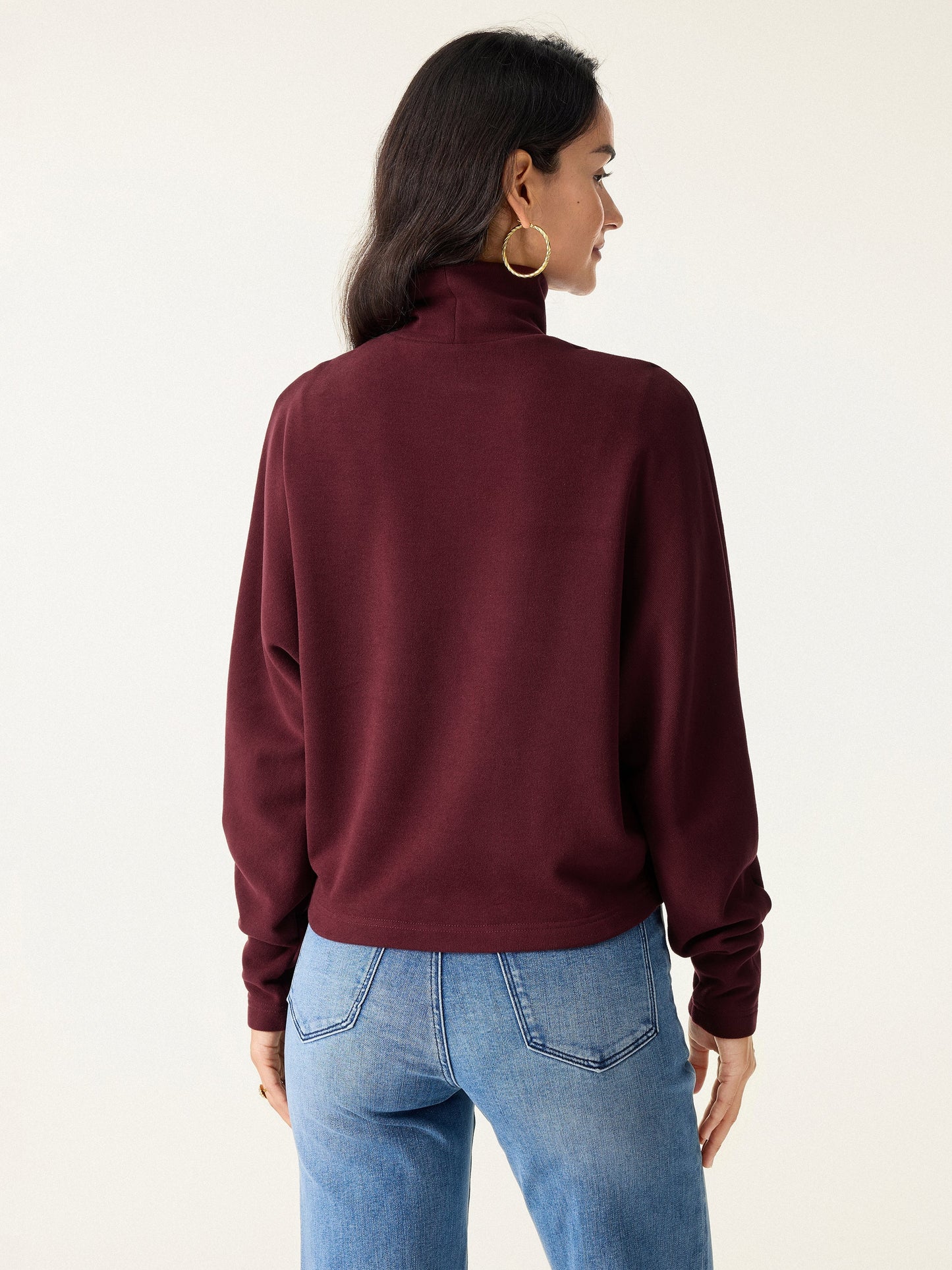 Jero ™ | 2Pcs Set Mockneck Batwing Sleeve & Midi Pull-on A-Line Skirt with Pockets
