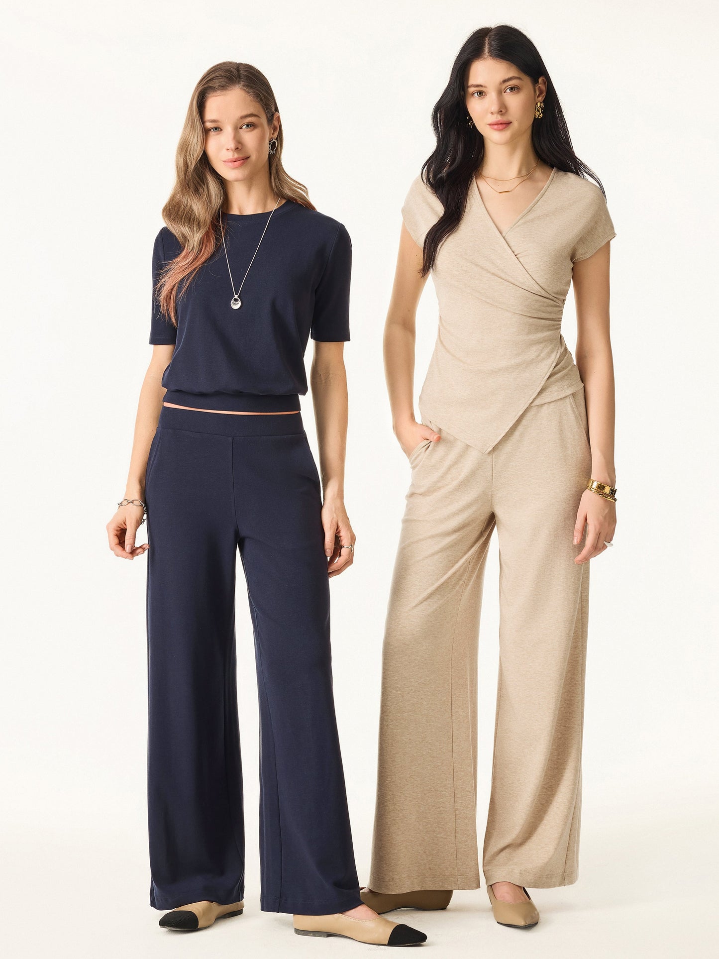 Jero™ | Wool Wide Leg Pull-on Pants with Pockets