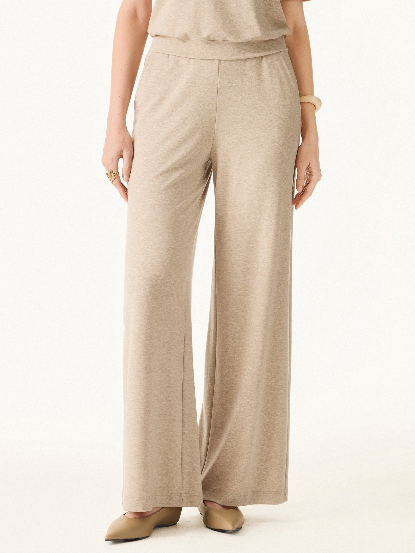 Jero™ | Wool Wide Leg Pull-on Pants with Pockets