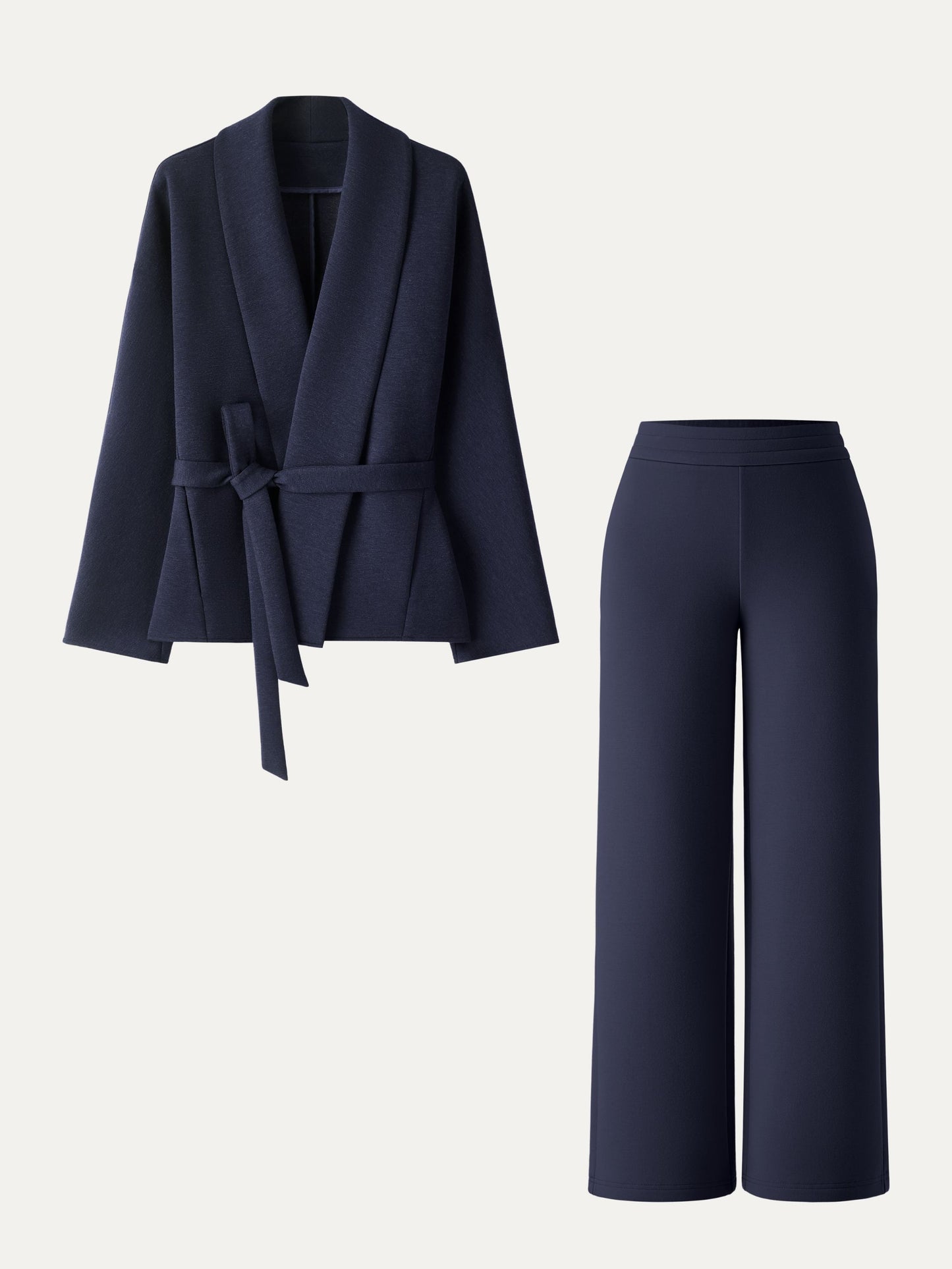 Jero ™ | 2Pcs Set Shawl Belted Outerwear & Pull-on Pants