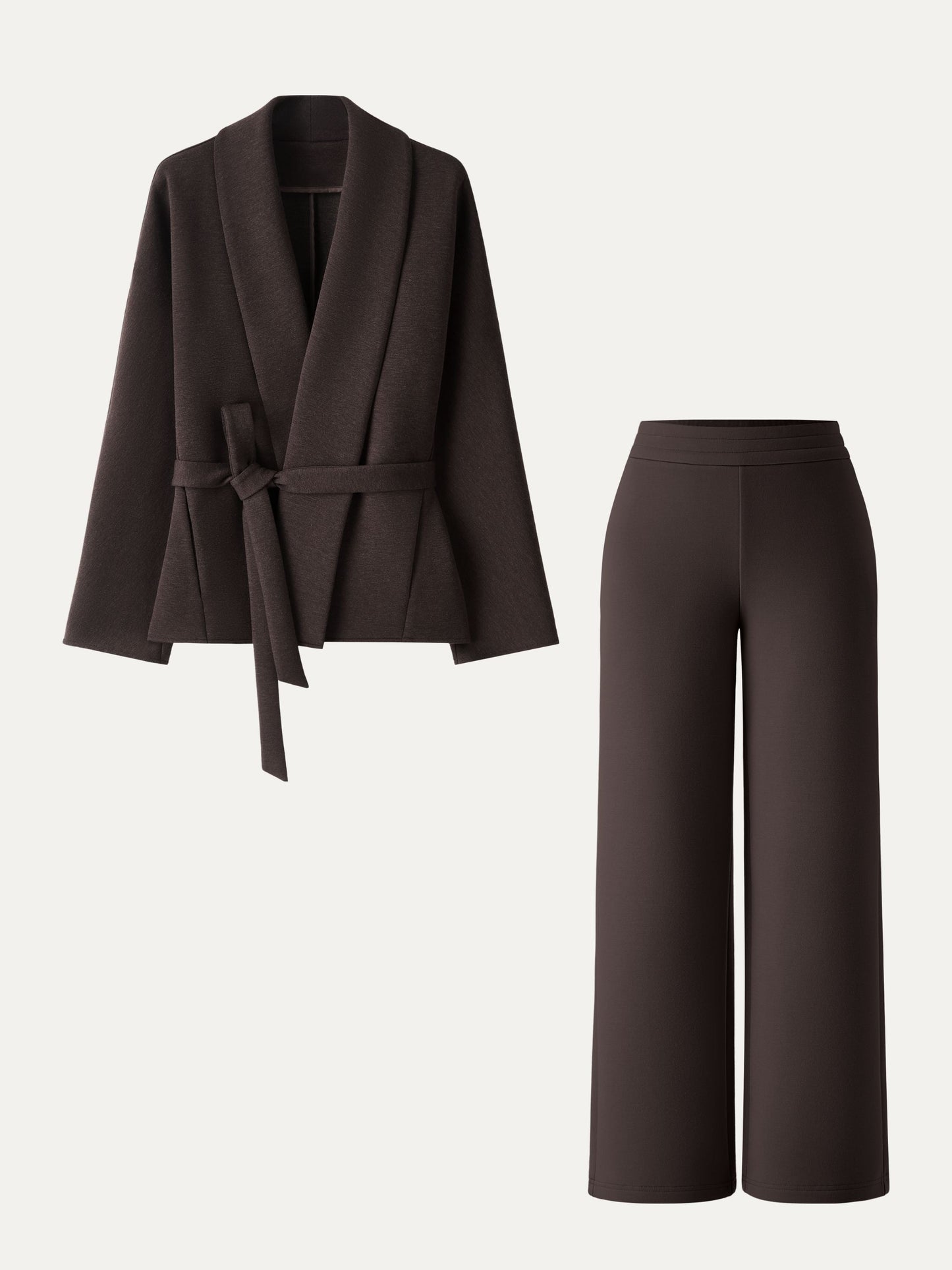 Jero ™ | 2Pcs Set Shawl Belted Outerwear & Pull-on Pants