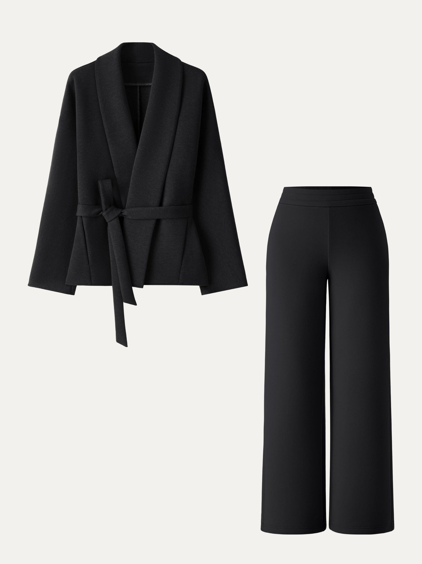 Jero ™ | 2Pcs Set Shawl Belted Outerwear & Pull-on Pants