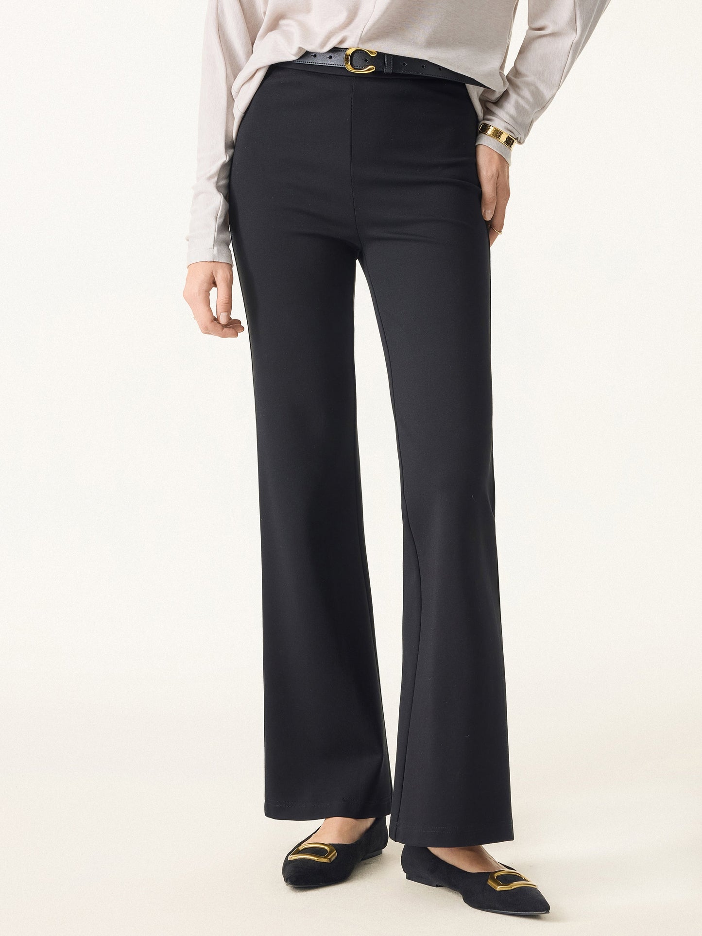 Jero™ | Slimming Ponte High Rise Pull-on Flared Pants