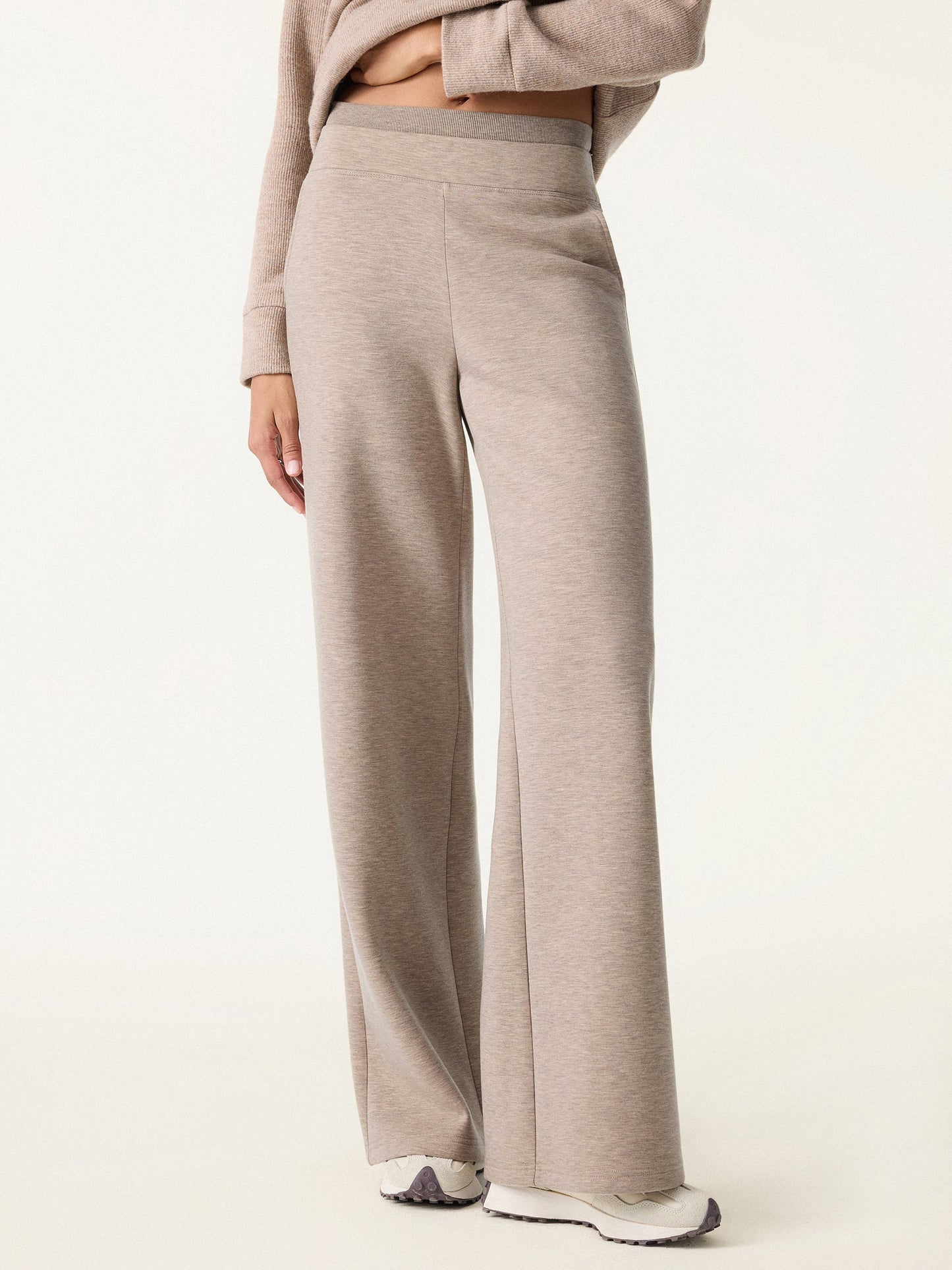 Jero ™ | 2Pcs Set Double Waistband Straight Pants & V-Neck Batwing Sleeve Pullover
