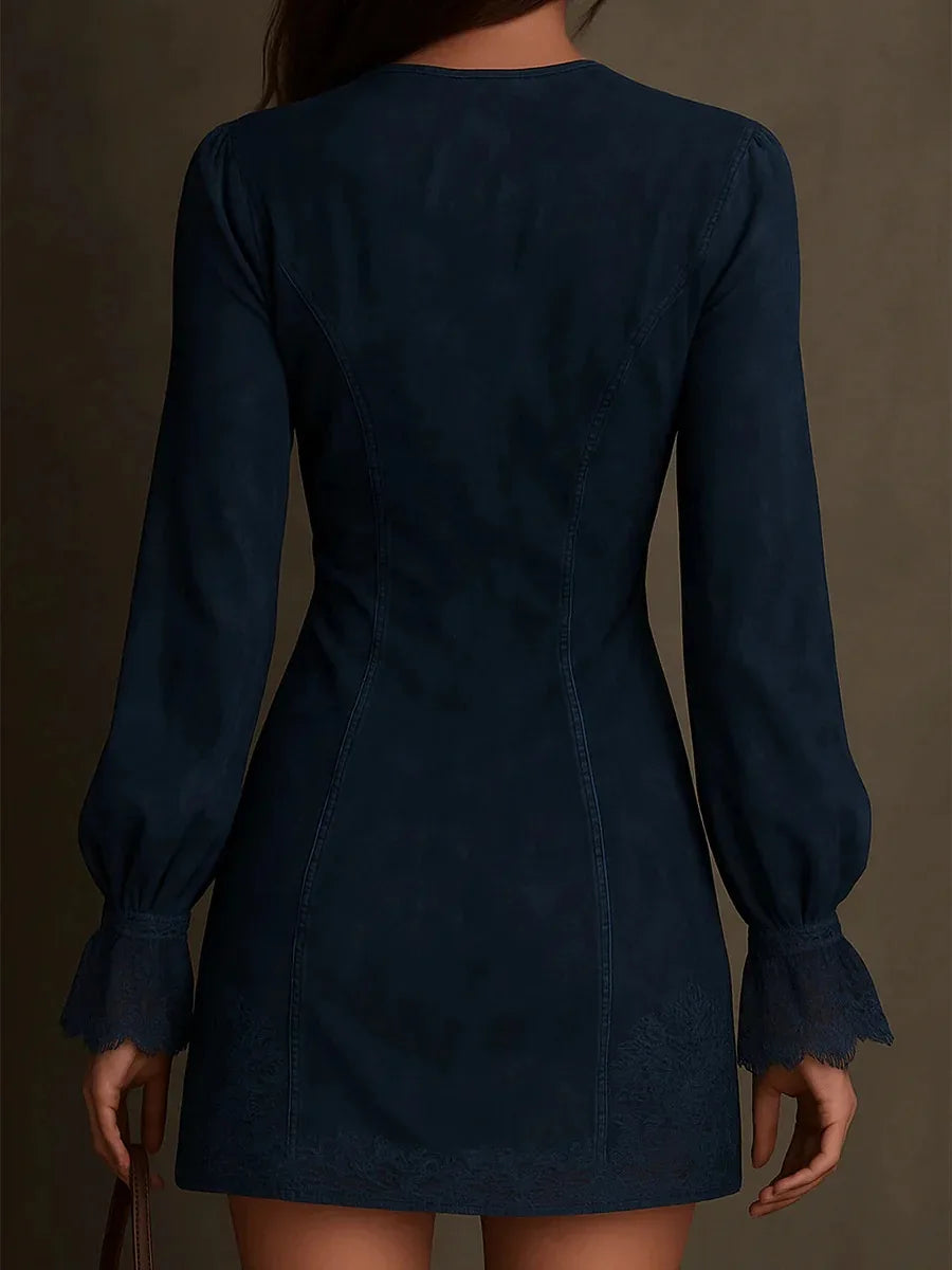Loes | The Suede-Effect Lace Mini Dress