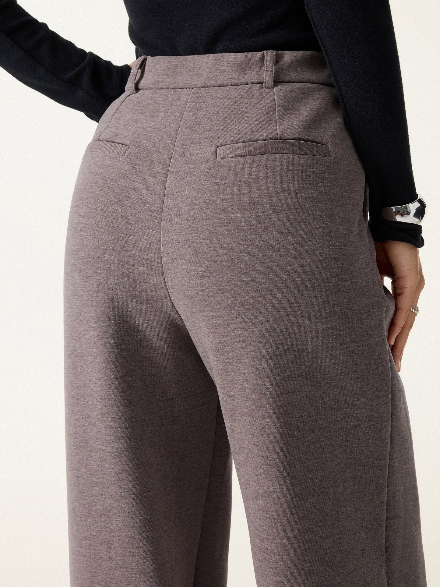Jero™ | Cozy Warm High Rise Slanted Fly Front Wide Leg Pants