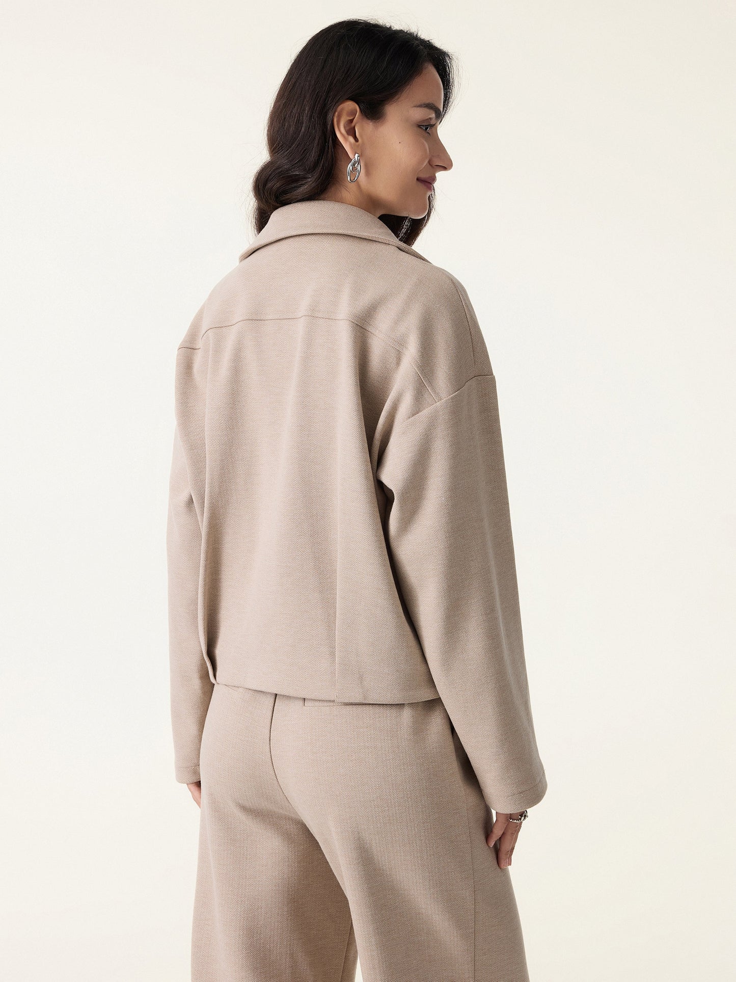 Jero ™ | 2Pcs Set Full Zip Jacket & Mid Rise Straight Leg Pants with Pockets