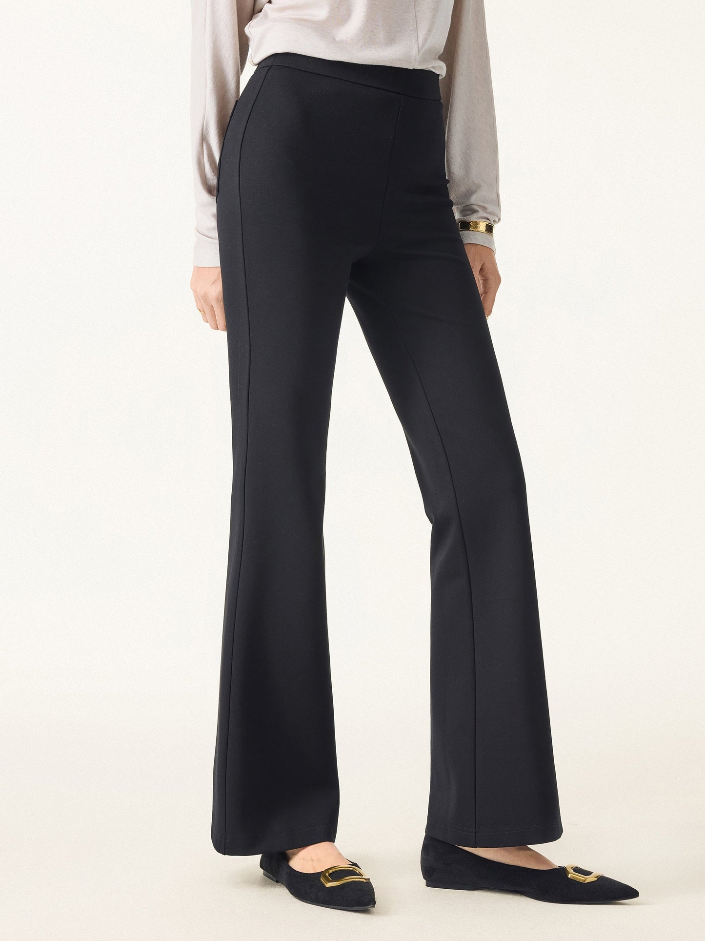 Jero™ | Slimming Ponte High Rise Pull-on Flared Pants